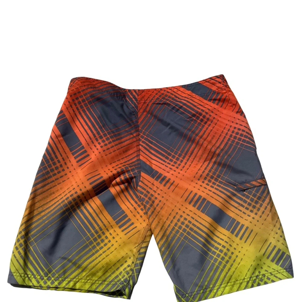 Hurley‎ Men’s Board Shorts Size 36 Gray Yellow Orange | Surf Swim Trunks Y2K